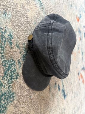 David and Young Washed Black Cadet Cap with Rope Detail